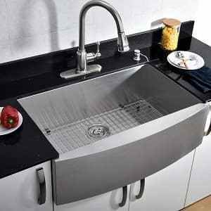 image - Vccucine Commercial Brushed Apron Single Bowl Farmhouse Kitchen Sink