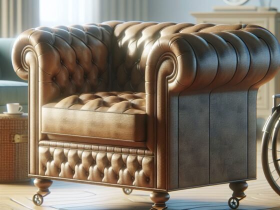 A vintage-style Chesterfield sofa with rich, sumptuous upholstery and added features for senior safety and comfort.