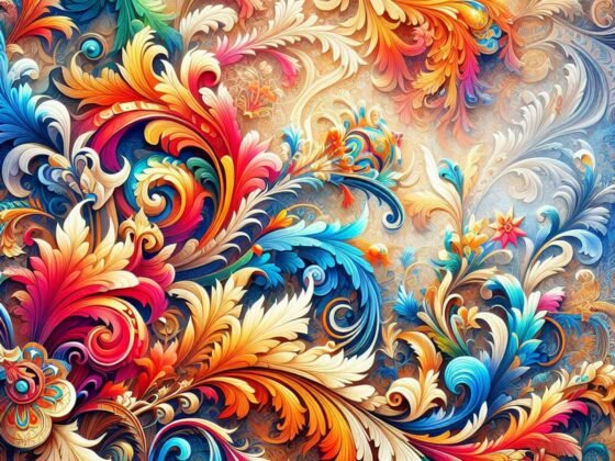 Colorful and intricate wallpaper pattern with dynamic design.