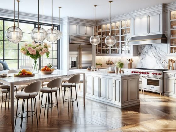 kitchen with marble countertops