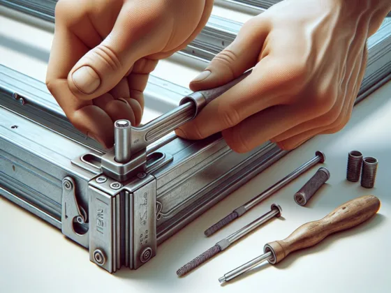 Pair of hands assembling a metal bed frame with tools