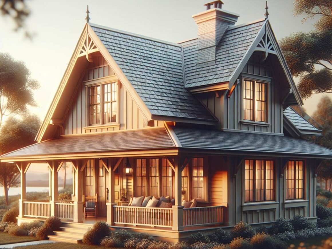 A cozy home with a sturdy, well-maintained roof, surrounded by trees and bathed in warm sunlight.