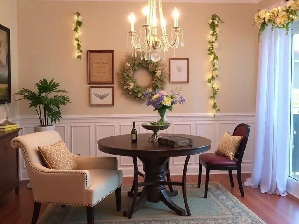 The lighting and decorations make this space feel special.