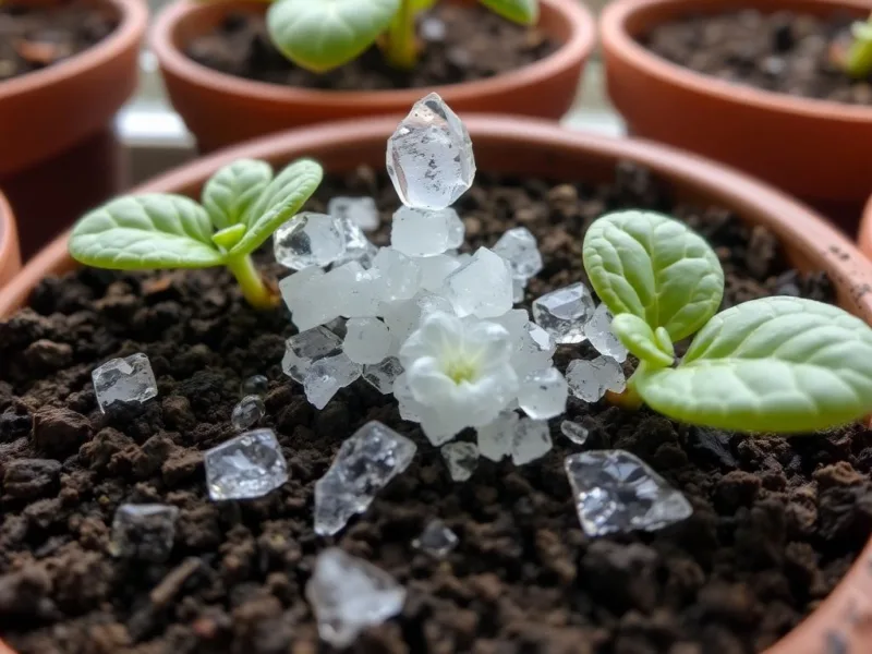 sodium polyacrylate crystals on plants