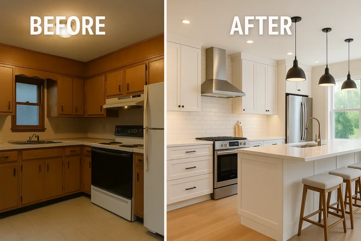 Before and after: Terre Haute kitchen renovation from dated layout to modern open plan