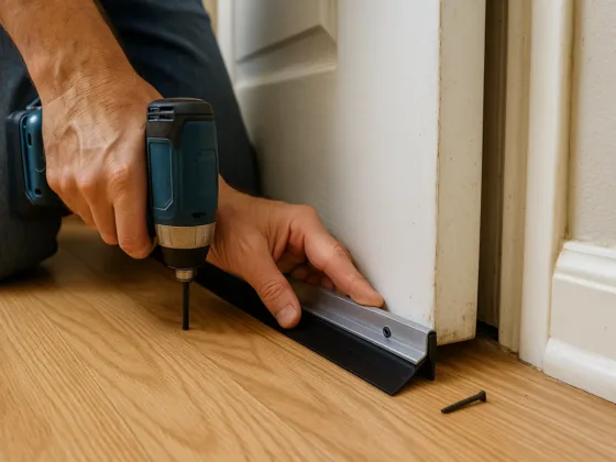Installing a door sweep to seal a daylight gap (IPM)