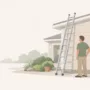 Safe ladder setup outside a home for everyday DIY projects